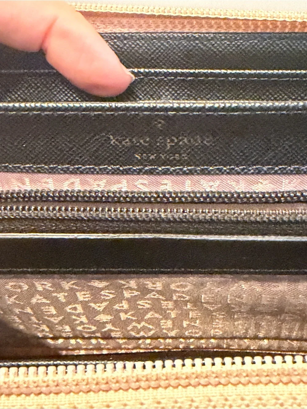 kate spade Rose Gold Glitter Zip Wallet